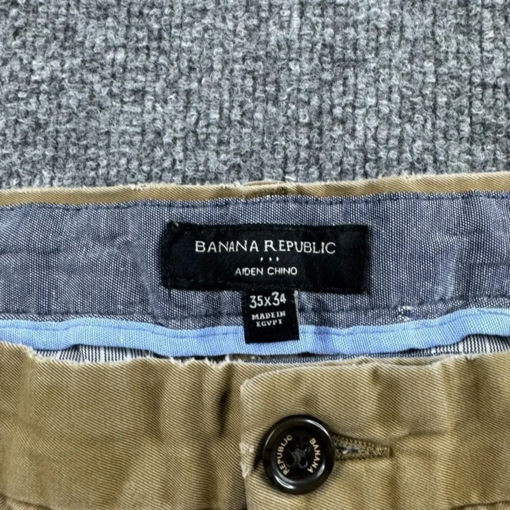 Banana Republic Aiden Fit‎ Chino Pants Mens 35x33 Beige Khaki Straight Casual